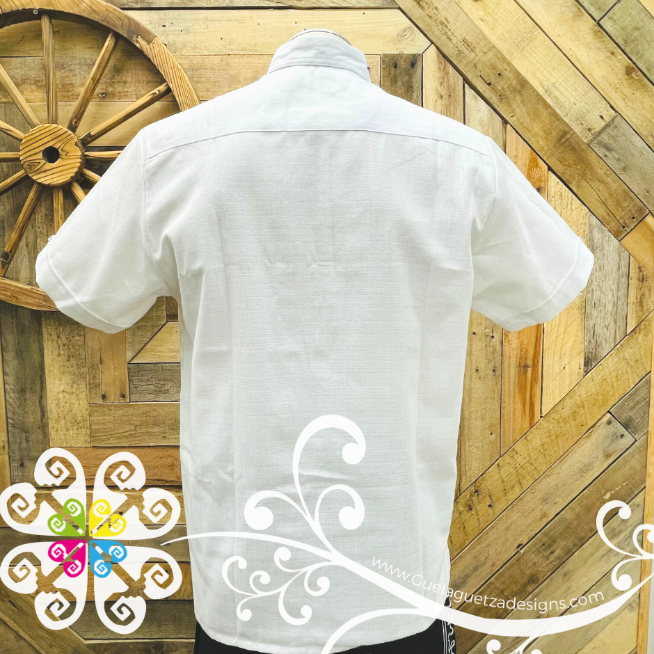 White with Black Lines Picuela Guayabera - Short Sleeve Linen Guayabera