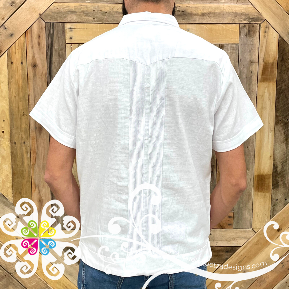 White Short Sleeve Guayabera - Linen Guayabera