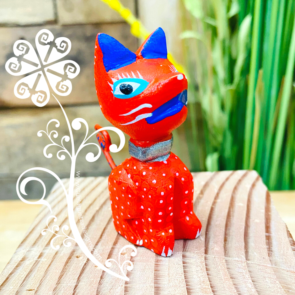 Mini Persa Cat Alebrije Handcarve Wood Decoration Figure