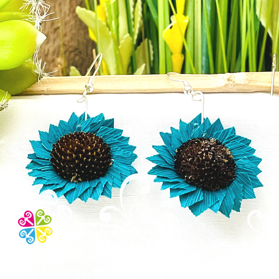 Sunflower Earrings - Corn Husk Earrings