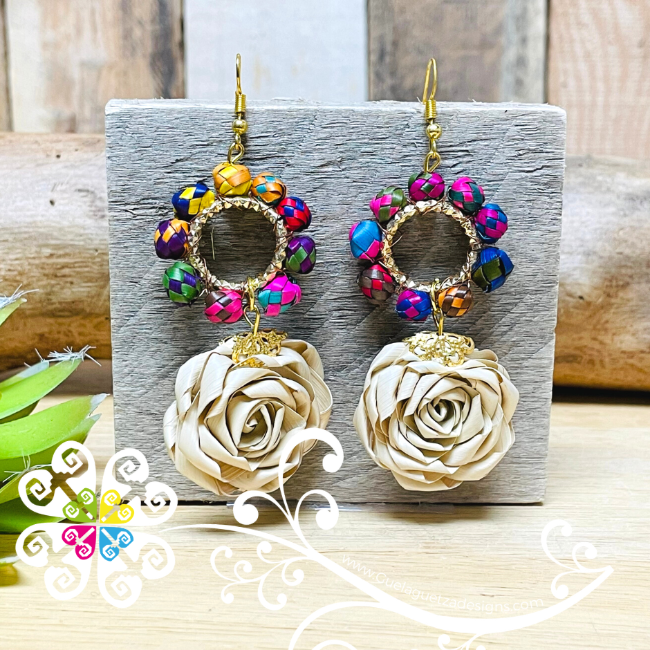 Medallion Rose - Palm Earrings