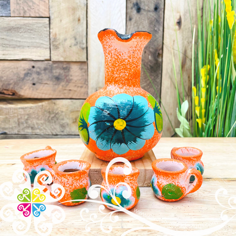 Clay Pitcher Set - 6 Cups – Guelaguetza Designs