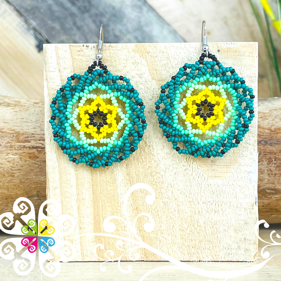 Honeycomb Circular Beaded Earrings