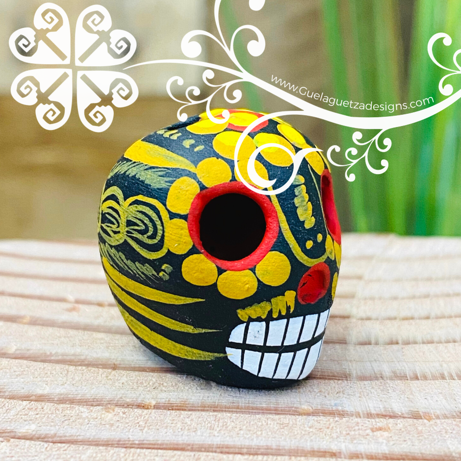 Set of 5 Mini Hand Painted Sugar Skull  - Calaverita Guerrero