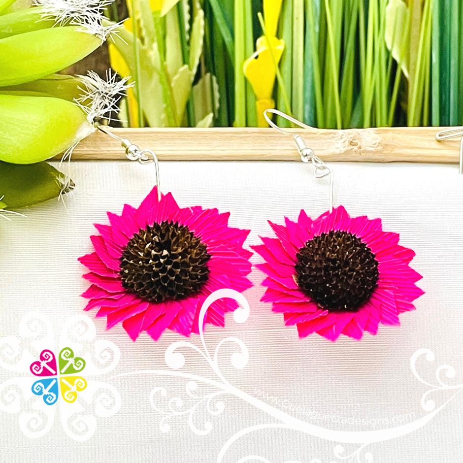 Sunflower Earrings - Corn Husk Earrings