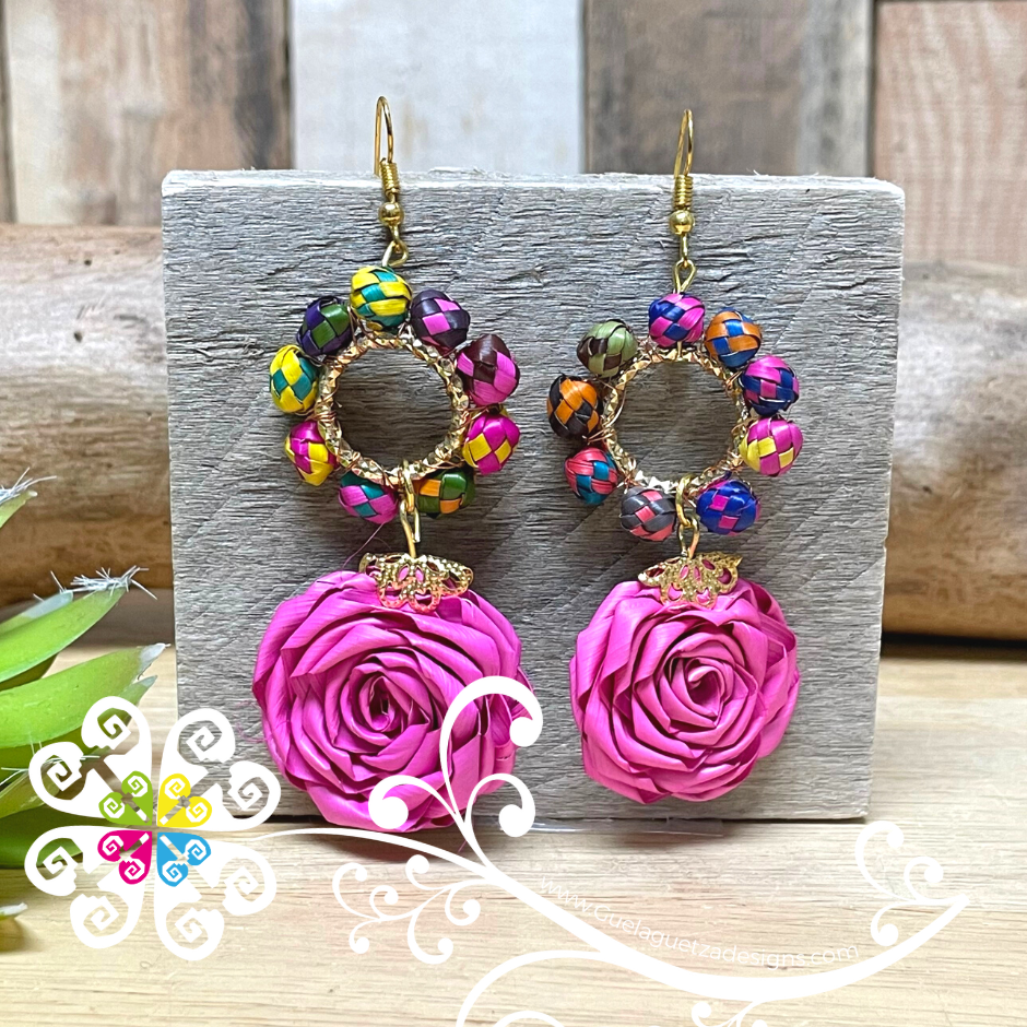 Medallion Rose - Palm Earrings