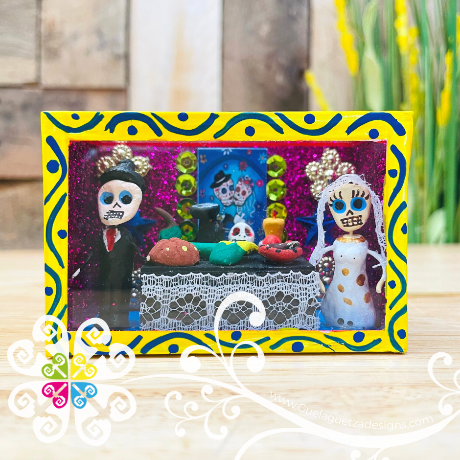 Blue Mini Square Mexican Box Decor - Cajita Decorativa Barro Cocido