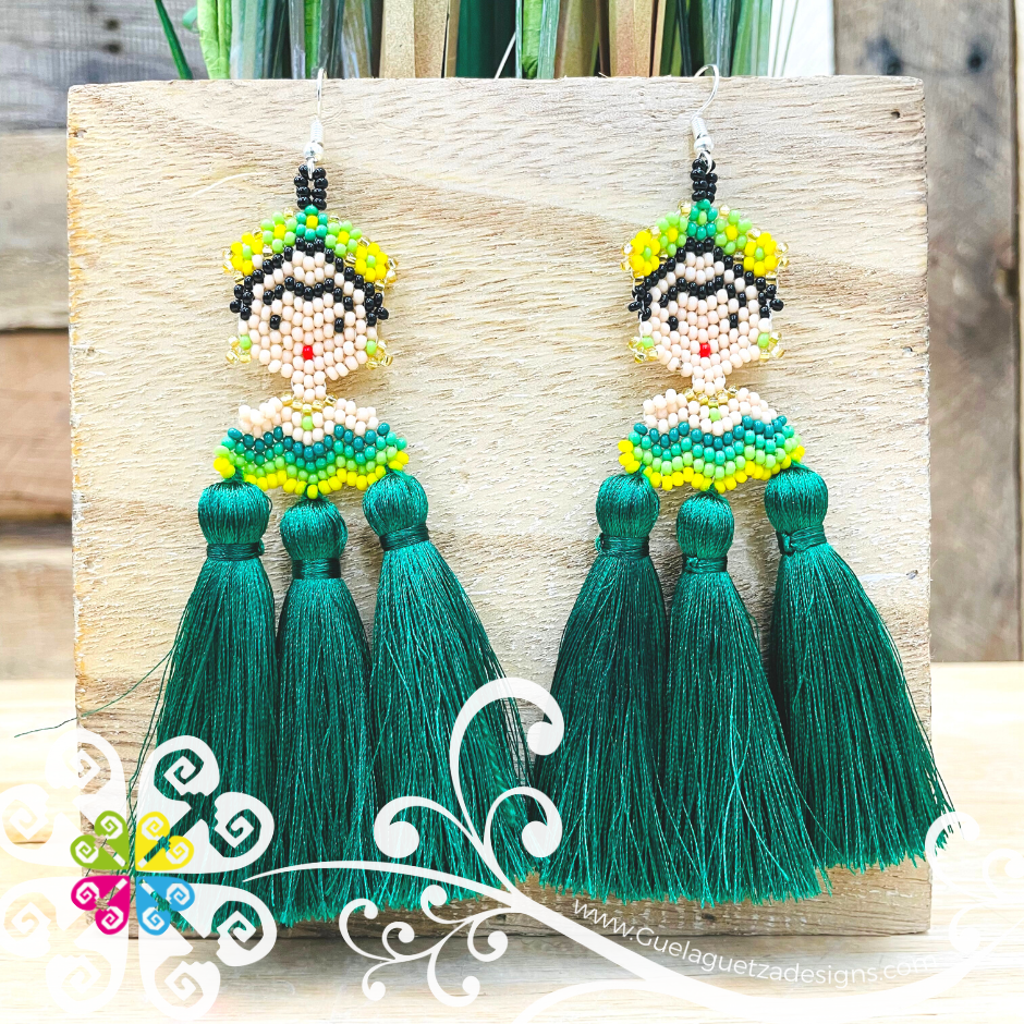 Triple Tassel Beaded Frida Earrings