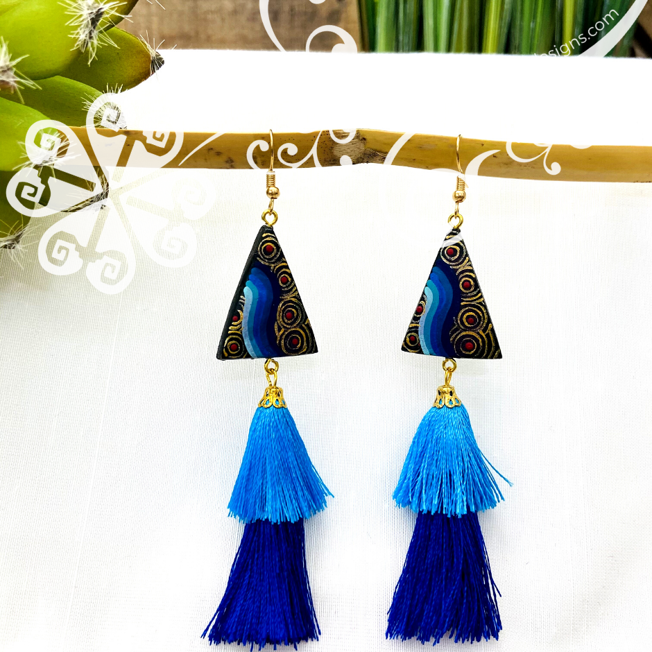 Fine Hand Painted Earrings - Triangule