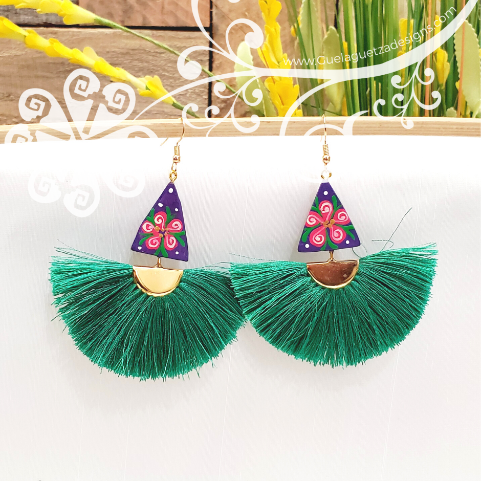 Fine Hand Painted Earrings - Triangule