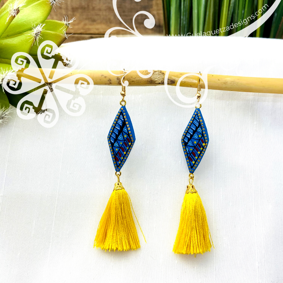 Fine Hand Painted Earrings - Rhombus