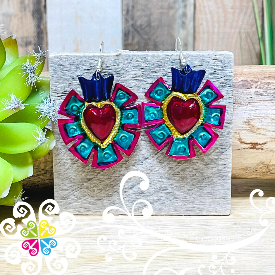 Multicolor Hearts - Hojalata Earrings