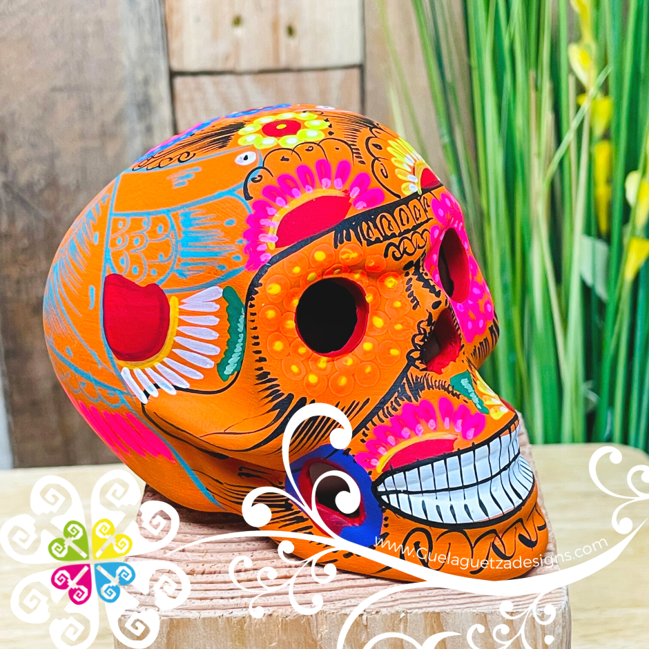 Medium Multicolor Hand Painted Sugar Skull  - Calaverita Guerrero