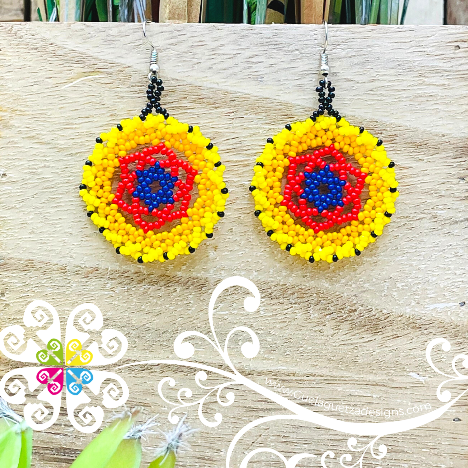 Honeycomb Circular Beaded Earrings