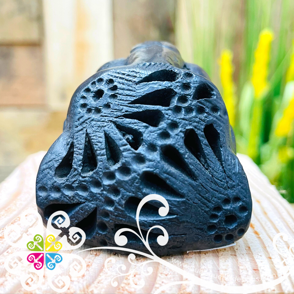 Mini Jaguar Skull  - Black Clay Oaxaca