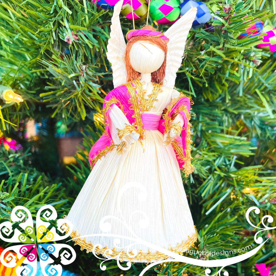 Small Corn Husk Angel Ornament - Set of 4