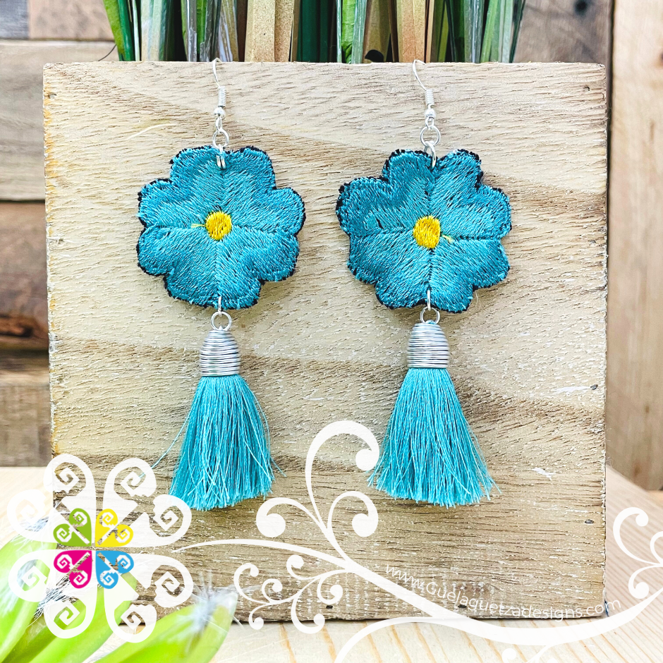 Flor Bordada with Tassel Earrings