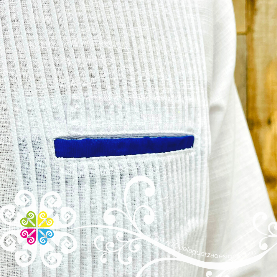 Single Blue Strip Guayabera - Linen Guayabera