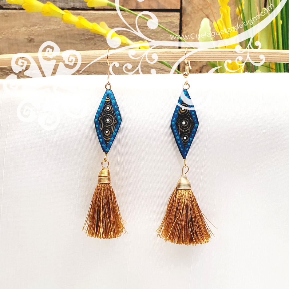 Fine Hand Painted Earrings - Rhombus