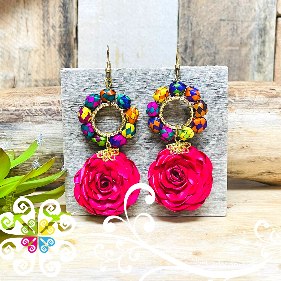 Medallion Rose - Palm Earrings