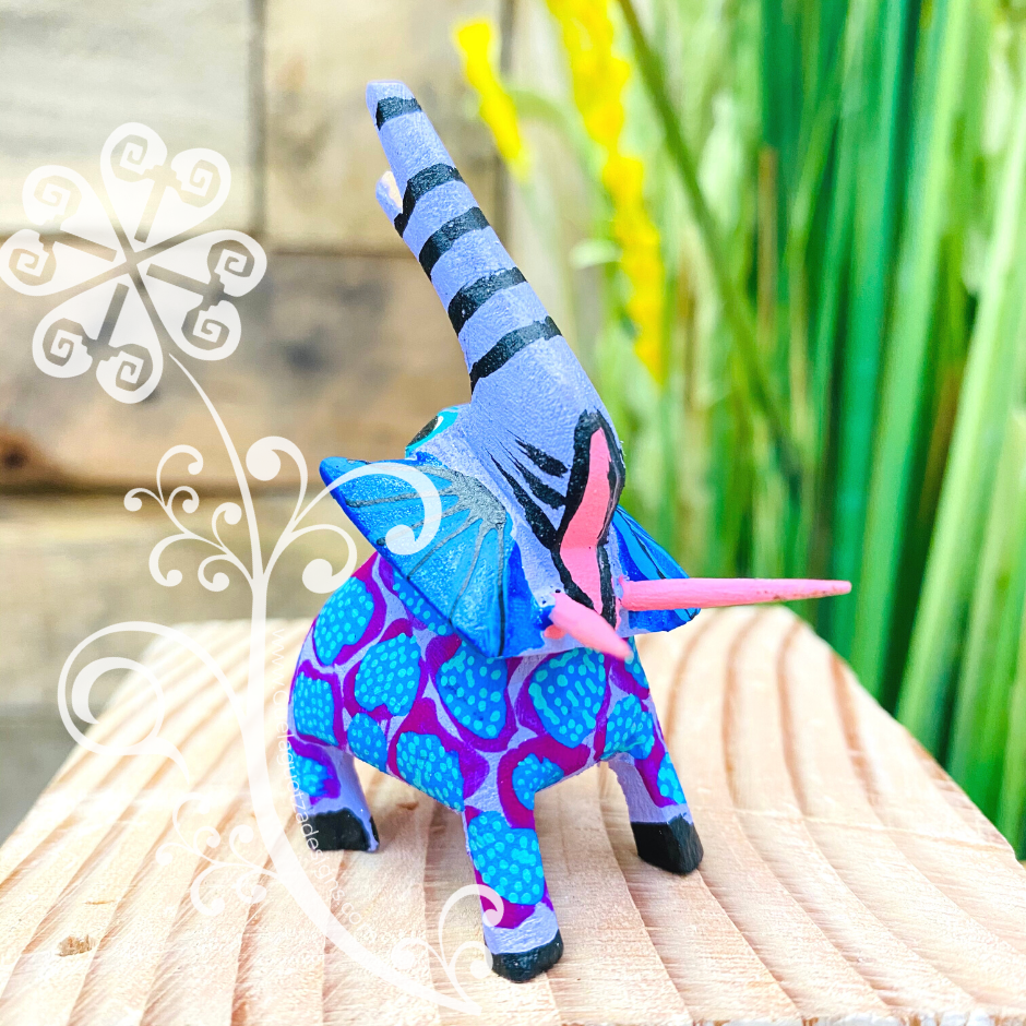 Mini Elephant Alebrije Handcarve Wood Decoration Figure