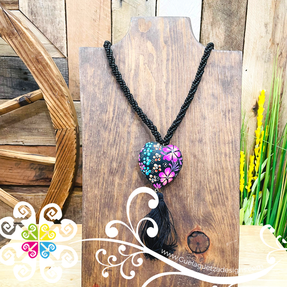 Black Multicolor Yoselin Heart Necklace - Artisan Necklace