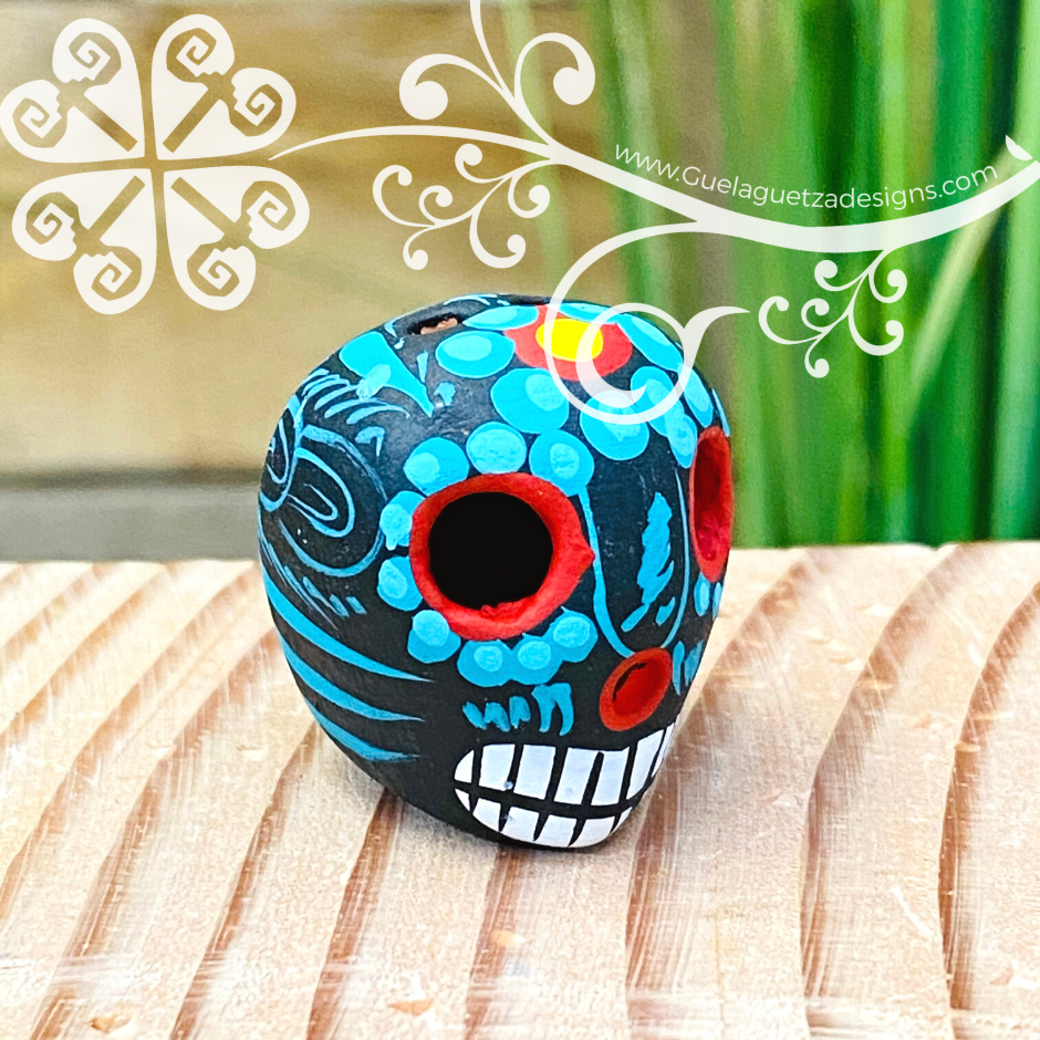 Set of 5 Mini Hand Painted Sugar Skull  - Calaverita Guerrero