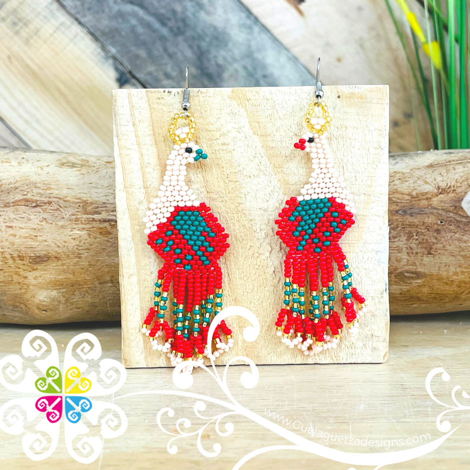 Peacock Earrings - Beaded Earrings