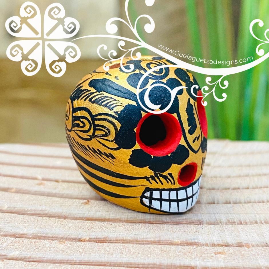 Set of 5 Mini Hand Painted Sugar Skull  - Calaverita Guerrero