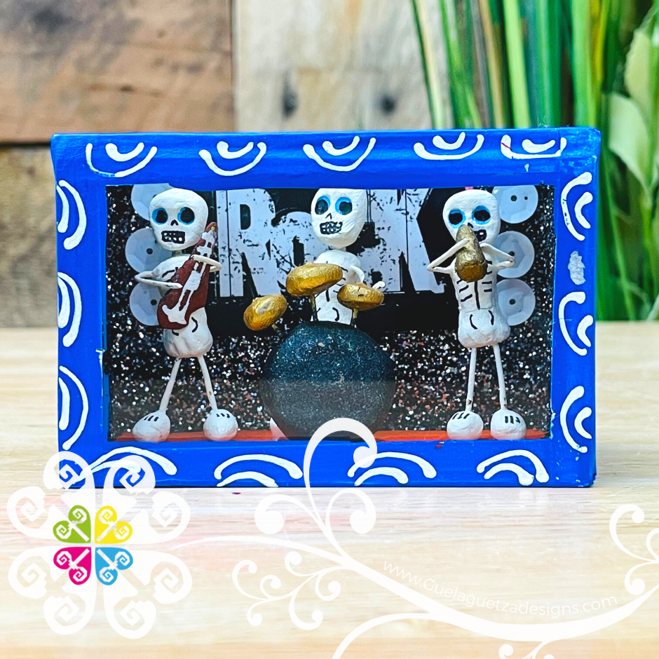 Blue Mini Square Mexican Box Decor - Cajita Decorativa Barro Cocido