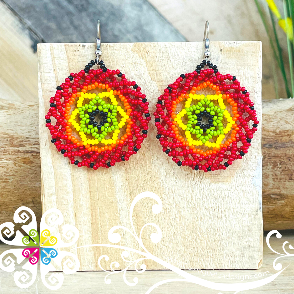 Honeycomb Circular Beaded Earrings