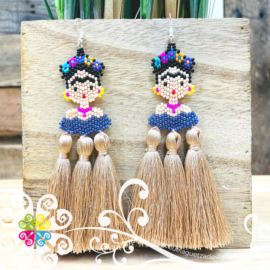 Triple Tassel Beaded Frida Earrings