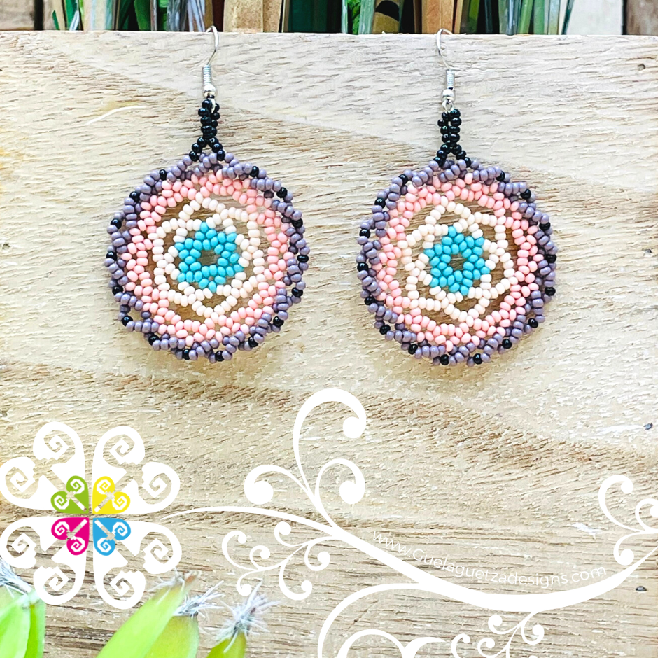 Honeycomb Circular Beaded Earrings