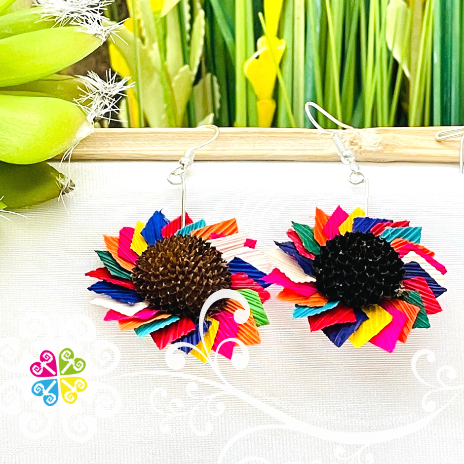 Sunflower Earrings - Corn Husk Earrings