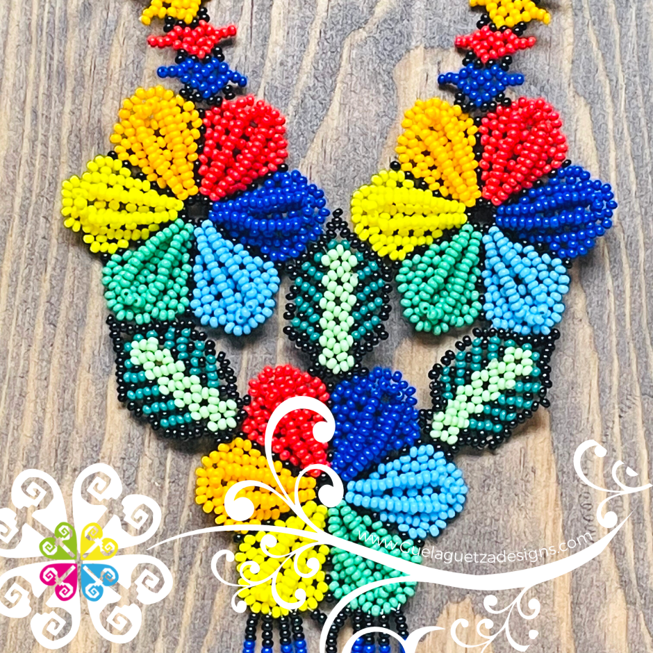 Tri Daisy Multicolor Set- Beaded Necklace Set