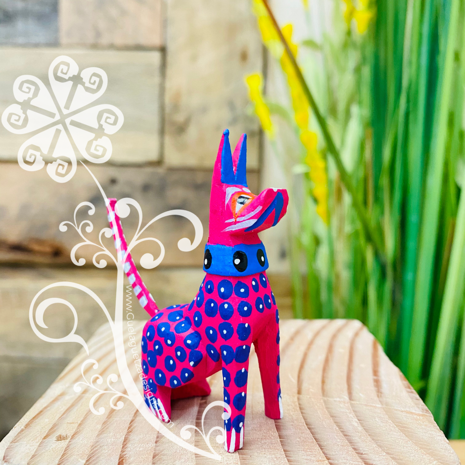 Mini Dog Schnauzer Alebrije Handcarve Wood Decoration Figure