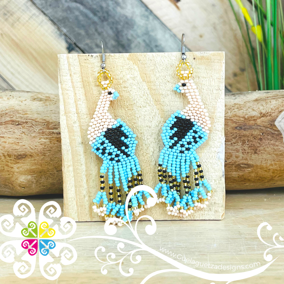 Peacock Earrings - Beaded Earrings