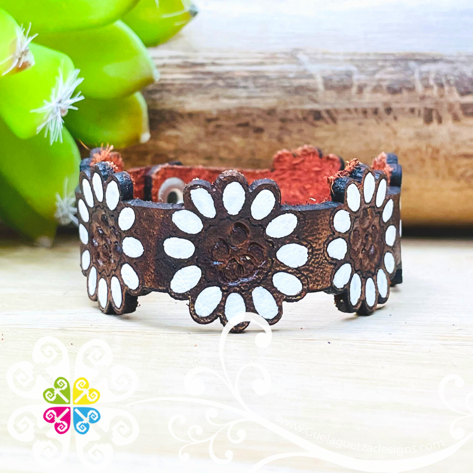 Large Sunflower Leather Bracelet - Kids Bracelet