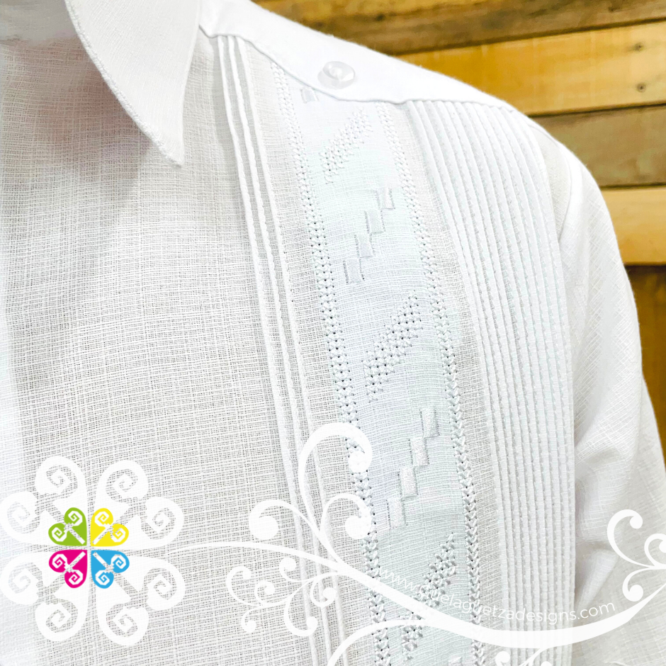 White Embroider Guayabera Presidencial - Linen Guayabera