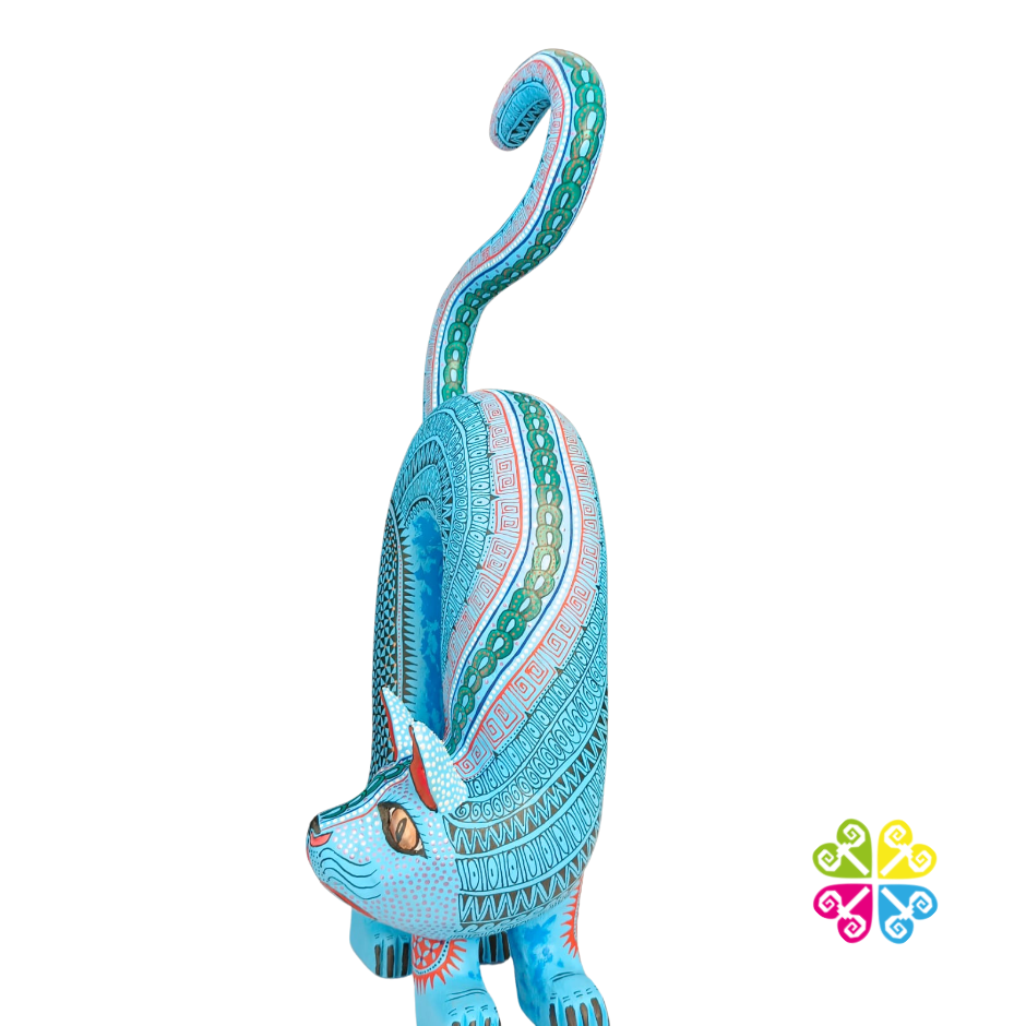 Large Cat Alebrije- Handcarve Wood Decoration Figure