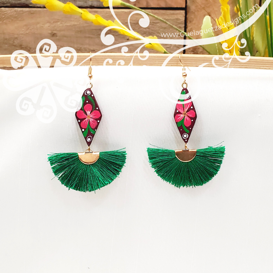 Fine Hand Painted Earrings - Rhombus