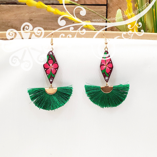 Fine Hand Painted Earrings - Rhombus