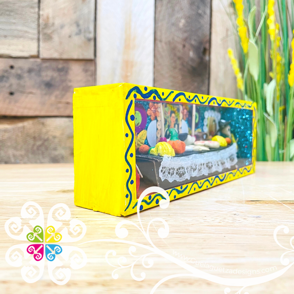 Yellow Mini Box Long Mexican Decor - Cajita Decorativa Barro Cocido