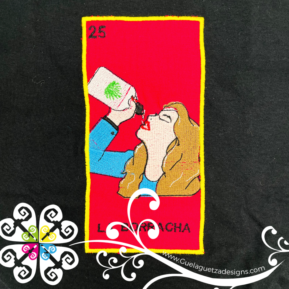 La Borracha Embroider Tee - Loteria Shirt – Guelaguetza Designs