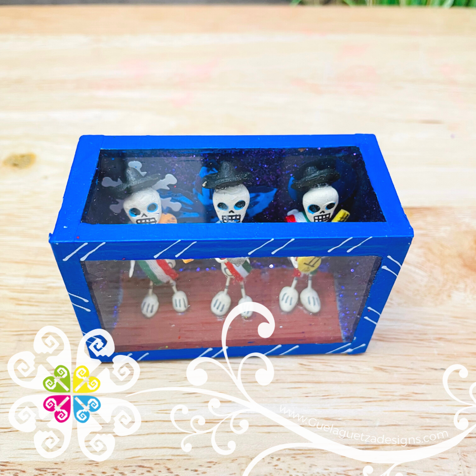 Blue Mini Square Mexican Box Decor - Cajita Decorativa Barro Cocido