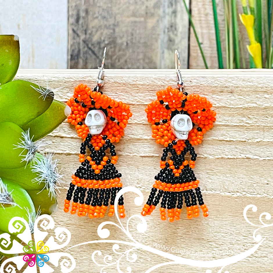 Beaded Dancing Catrina Earrings