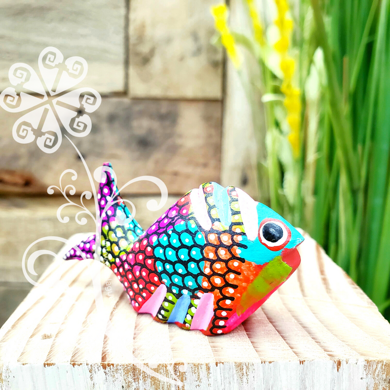 Mini Fish Alebrije Handcarve Wood Decoration Figure