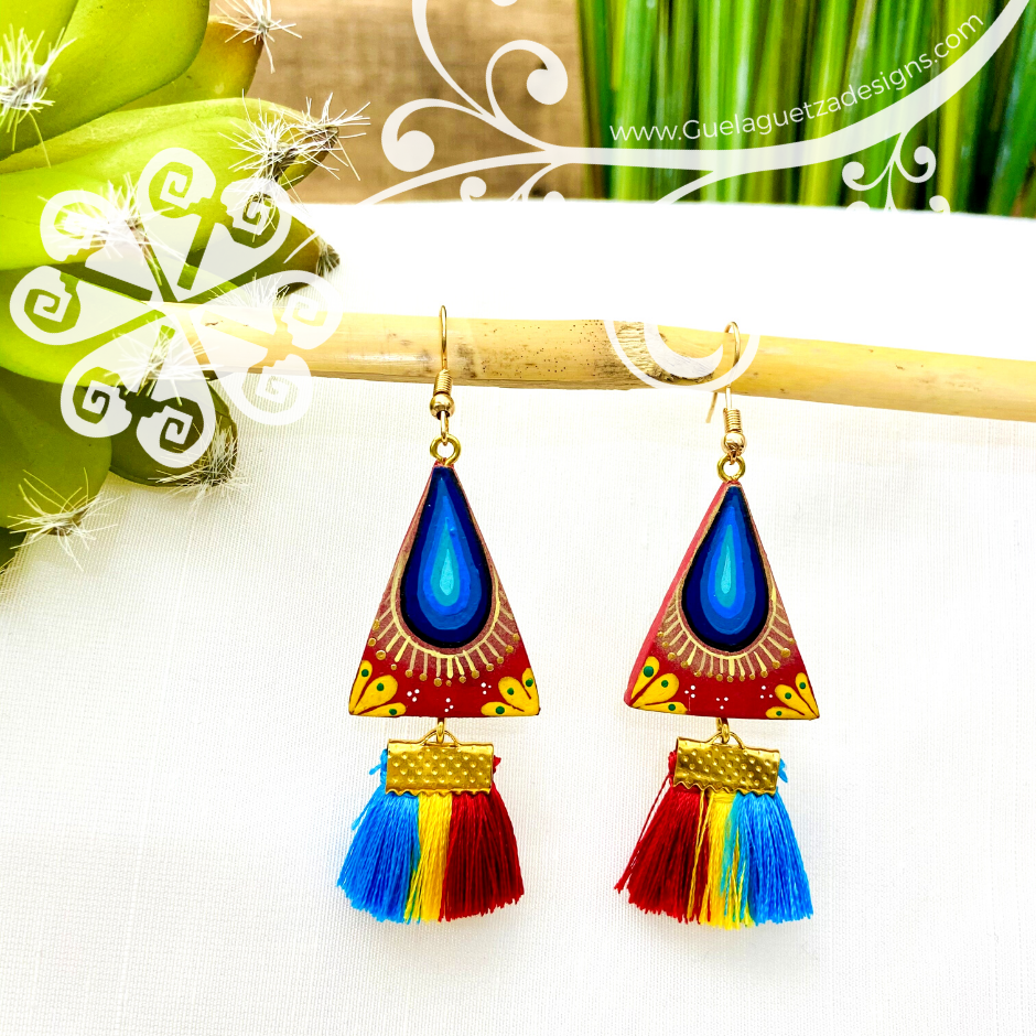 Fine Hand Painted Earrings - Triangule