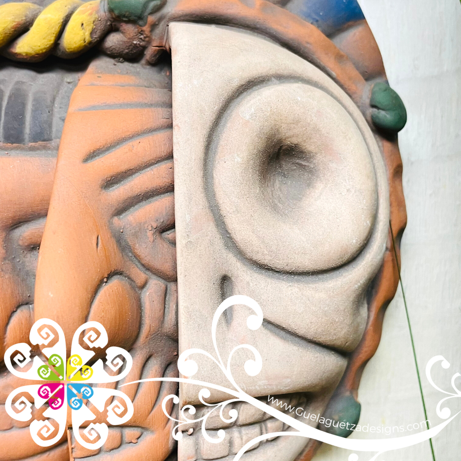 Large Life Cycles Mexican Clay Mask - Artisan Wall Art