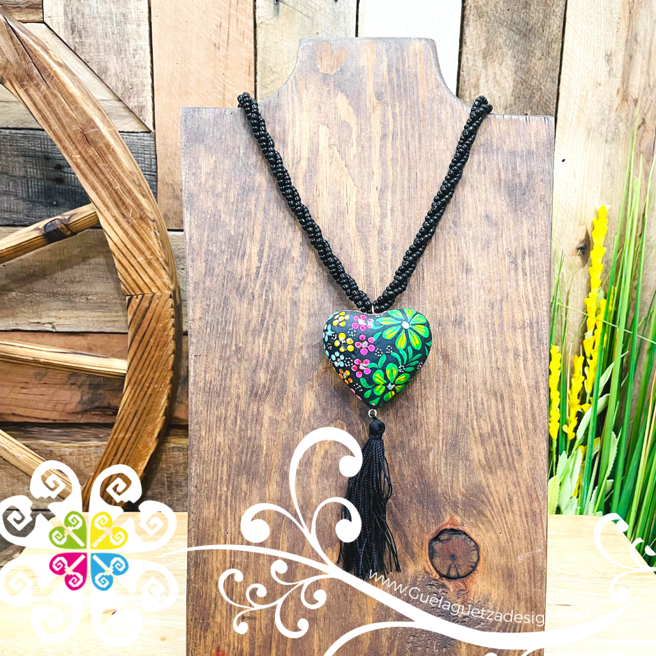 Black Multicolor Yoselin Heart Necklace - Artisan Necklace